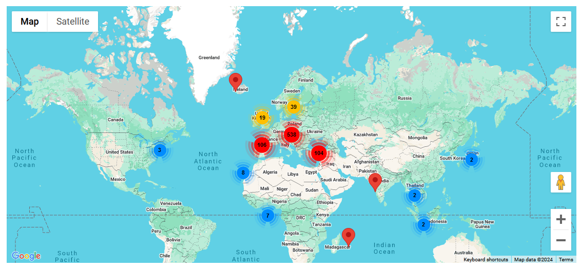 EDL Events Map 2024